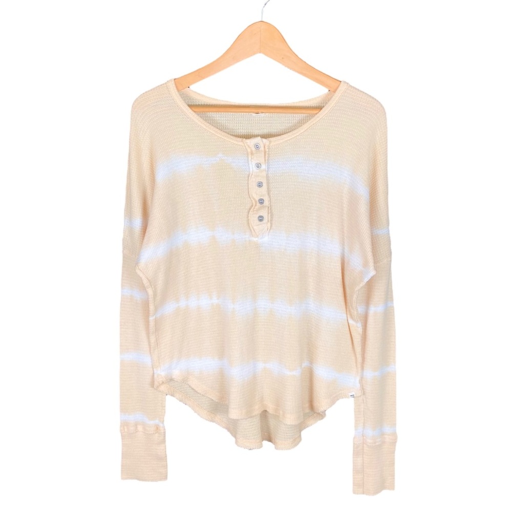 Billabong Shirt Women’s Size Large Any Day Henley Long Sleeve Waffle Knit Tee L